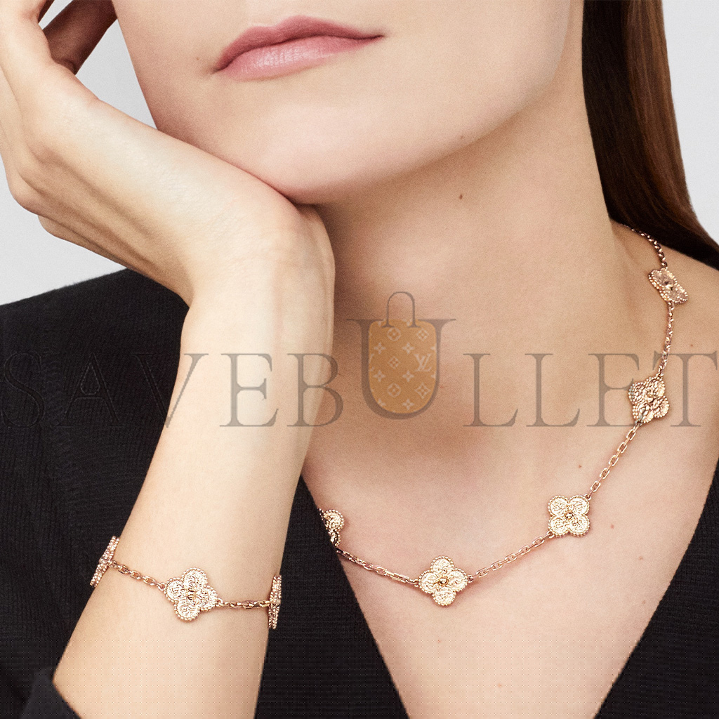 V*N CL*F arpels vintage alhambra bracelet, 5 motifs - rose gold  vcarn9t300